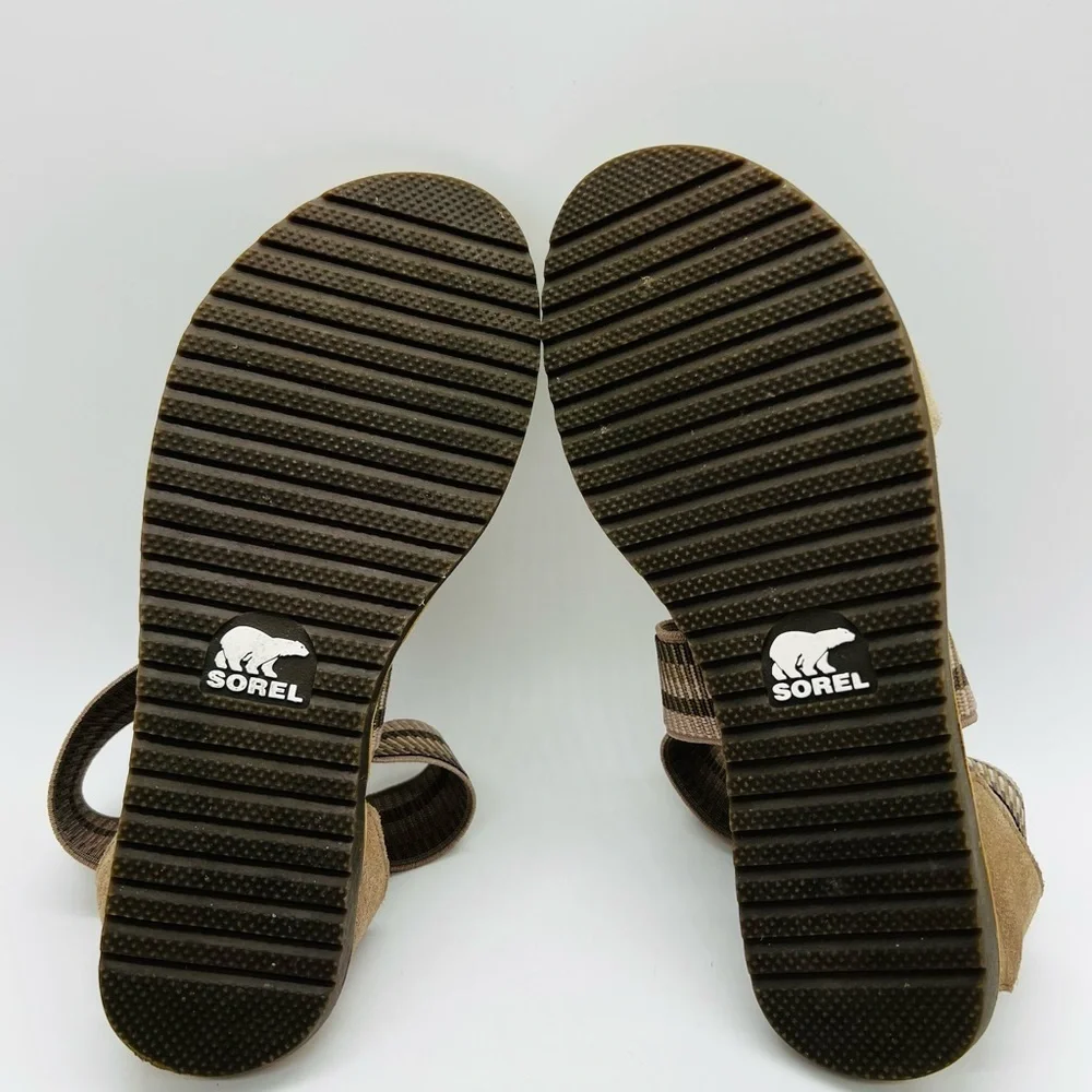 SOREL WOMEN’S CUTE SLIP ON SANDALS BROWN & TAN COLORS SIZE 7.5